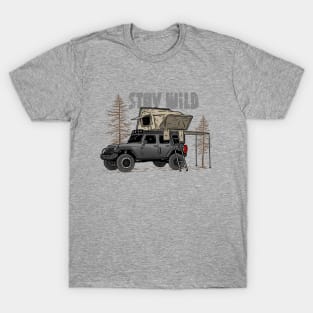 Stay Wild Jeep Camp - Adventure grey Jeep Camp Stay Wild for Outdoor Jeep enthusiasts T-Shirt